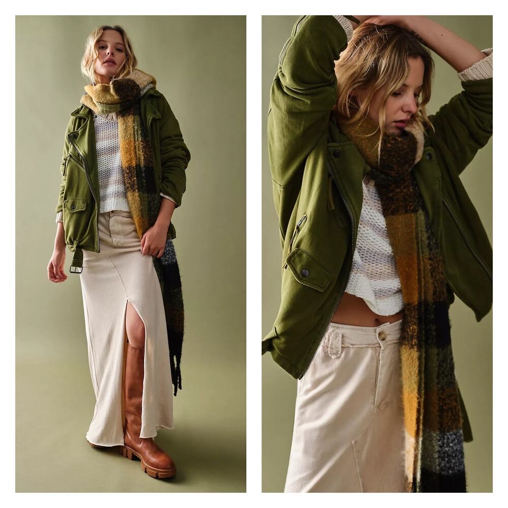 Free People We The Free Rebel Knit Moto Jacket In Olive Sparrow Size S - Picture 2 of 11